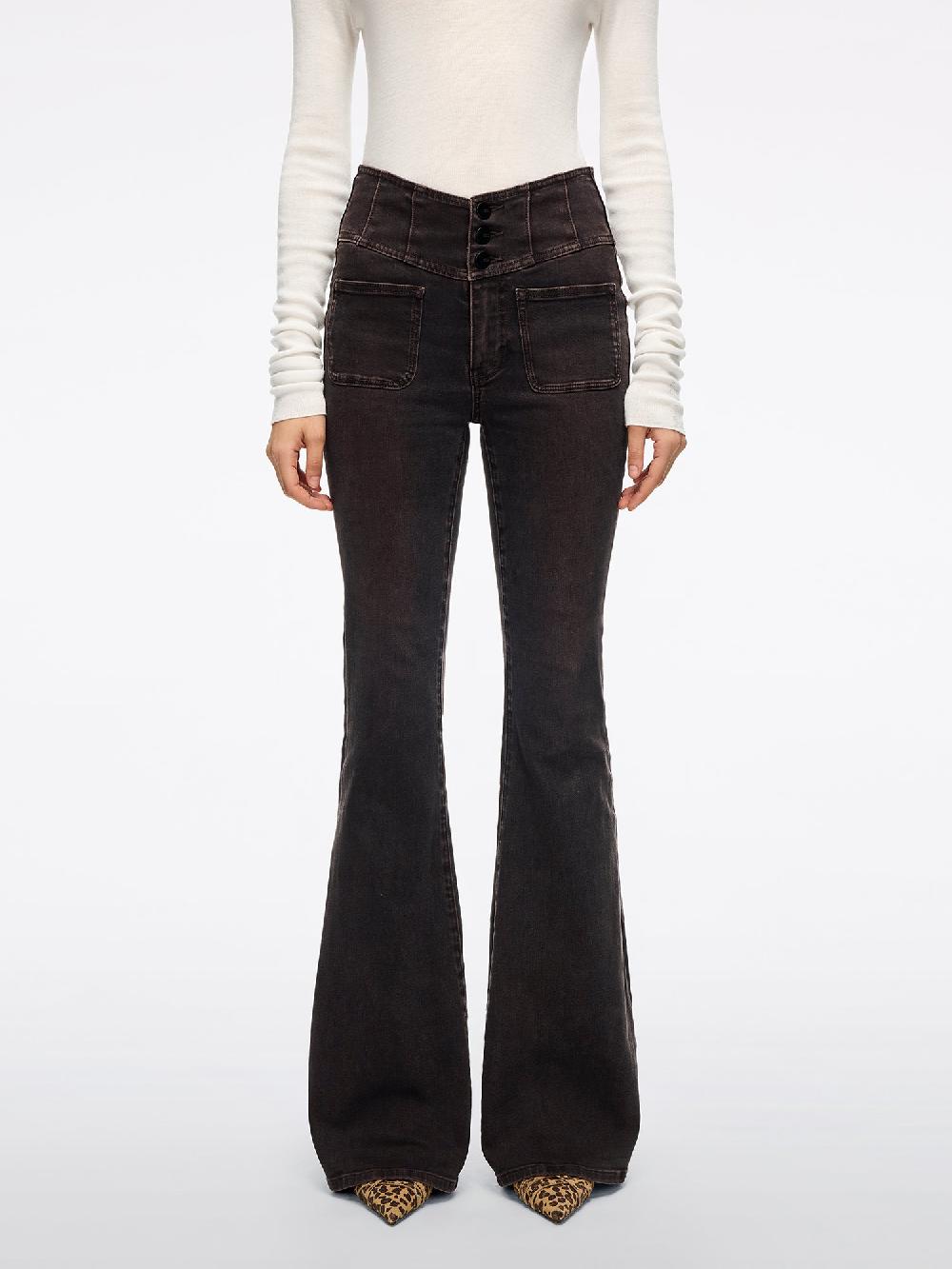 miss sixty HIGH WAISTED FLARED JEANS-GLENDA PLUS 5 CHOCOLATE