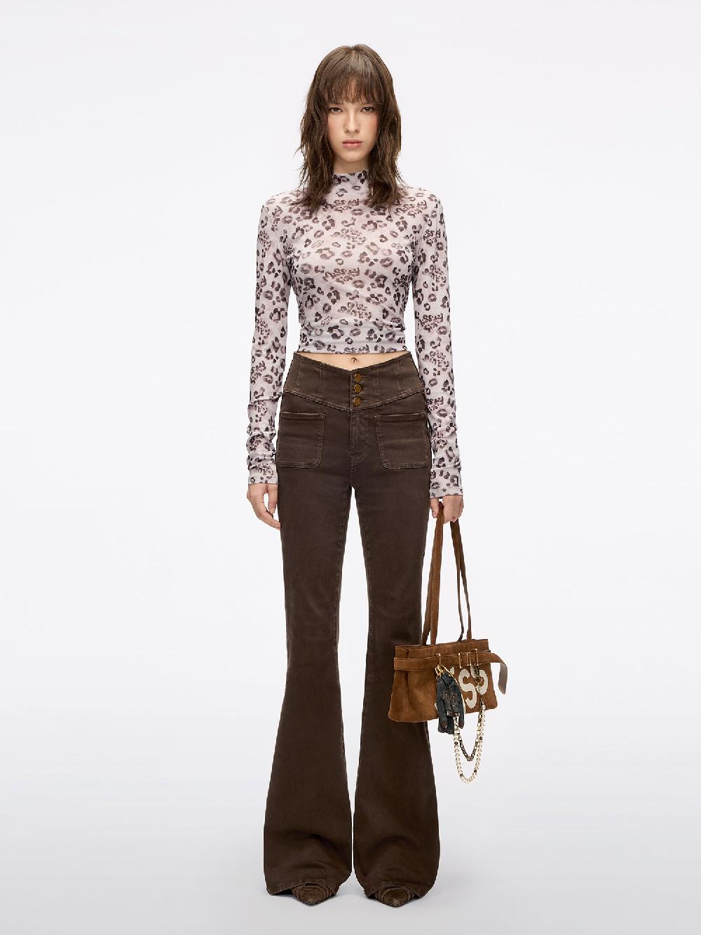 Miss Sixty HIGH WAISTED FLARED JEANS-GLENDA PLUS 5 COFFEE COLOR