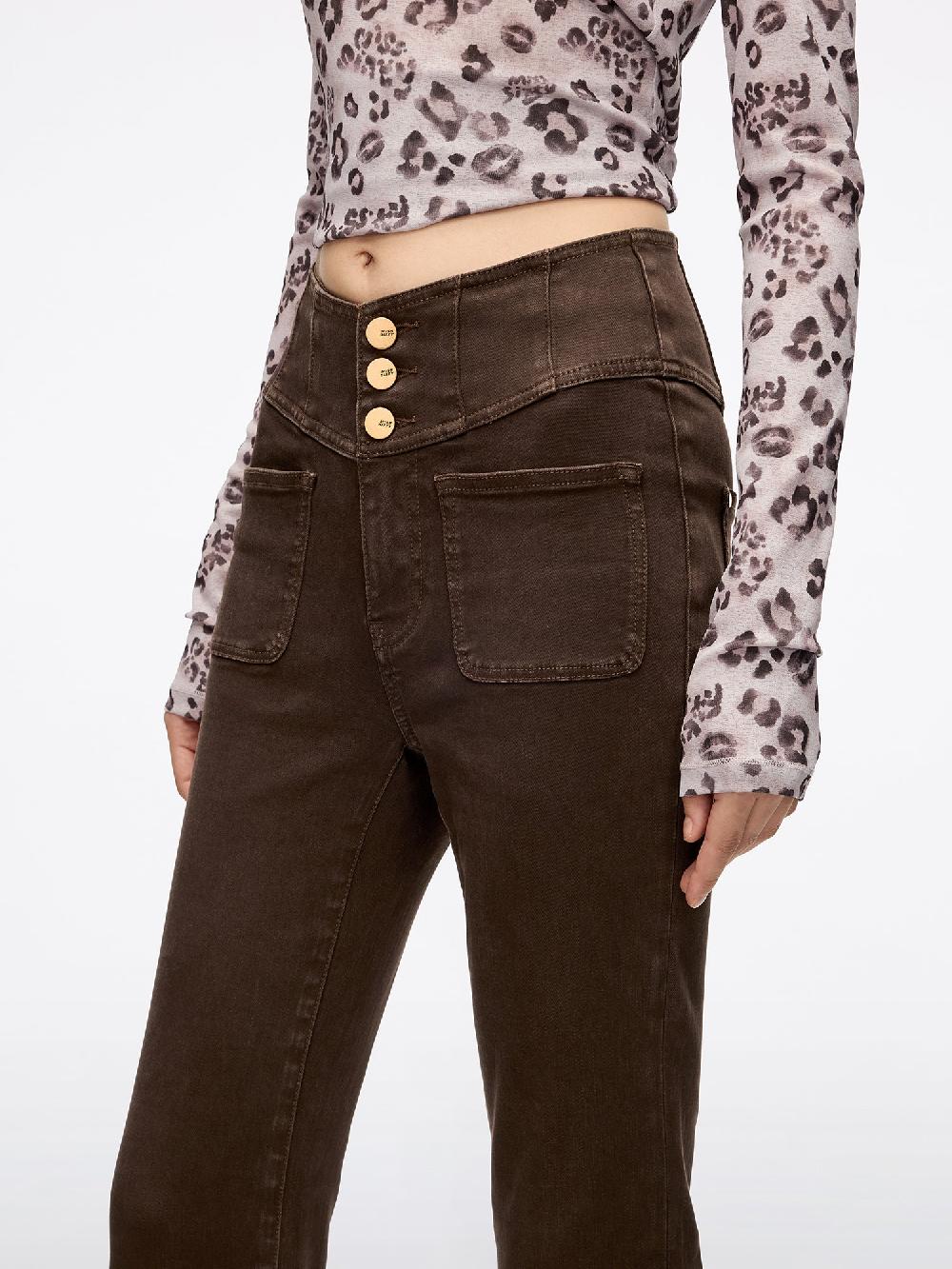 Miss Sixty HIGH WAISTED FLARED JEANS-GLENDA PLUS 5 COFFEE COLOR