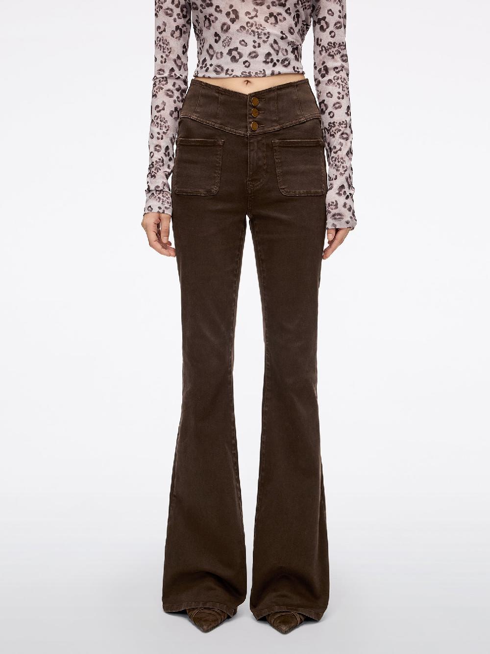 miss sixty HIGH WAISTED FLARED JEANS-GLENDA PLUS 5 COFFEE COLOR