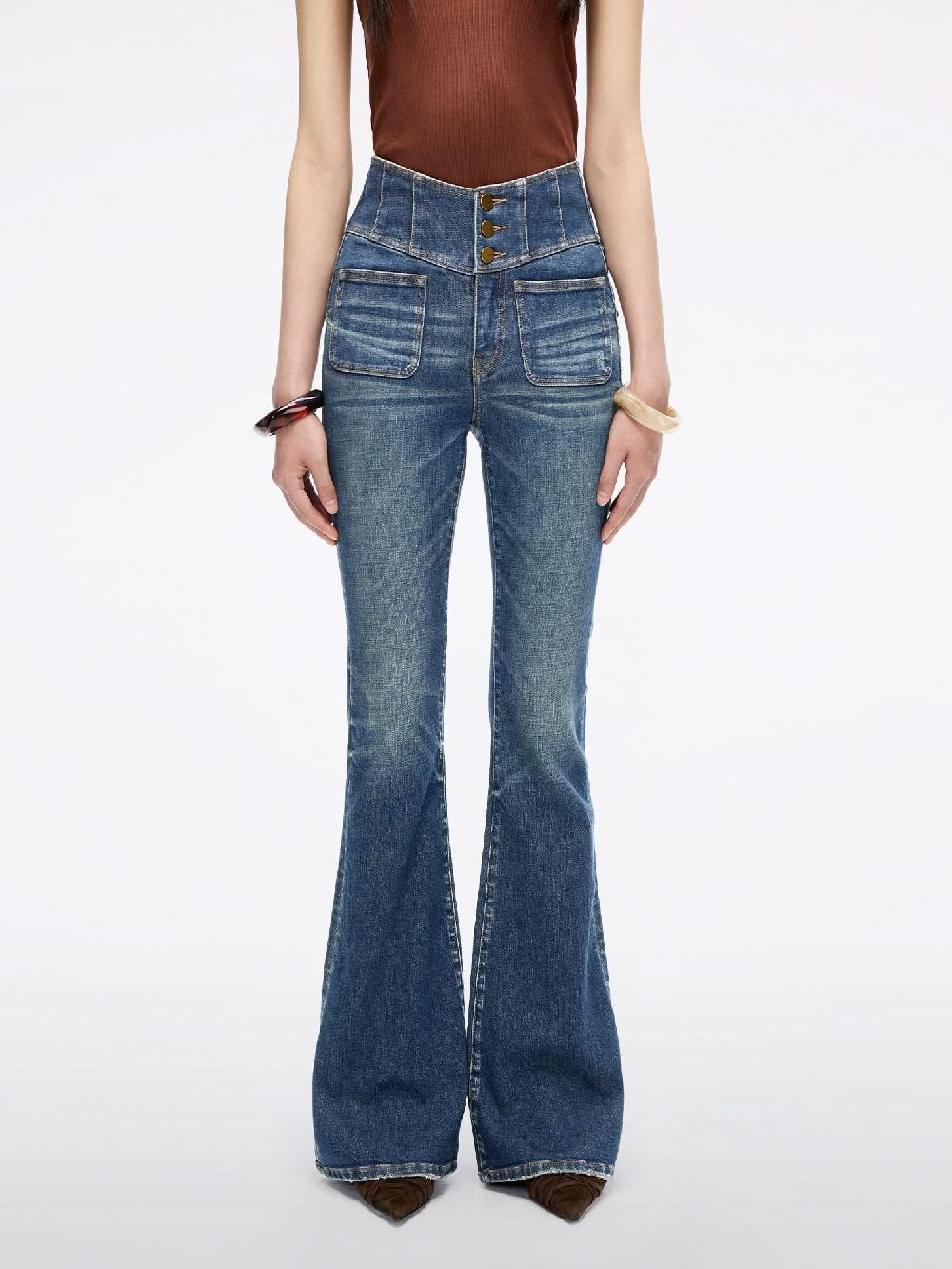 miss sixty HIGH WAISTED FLARED JEANS-GLENDA PLUS 5 DEEP BLUE