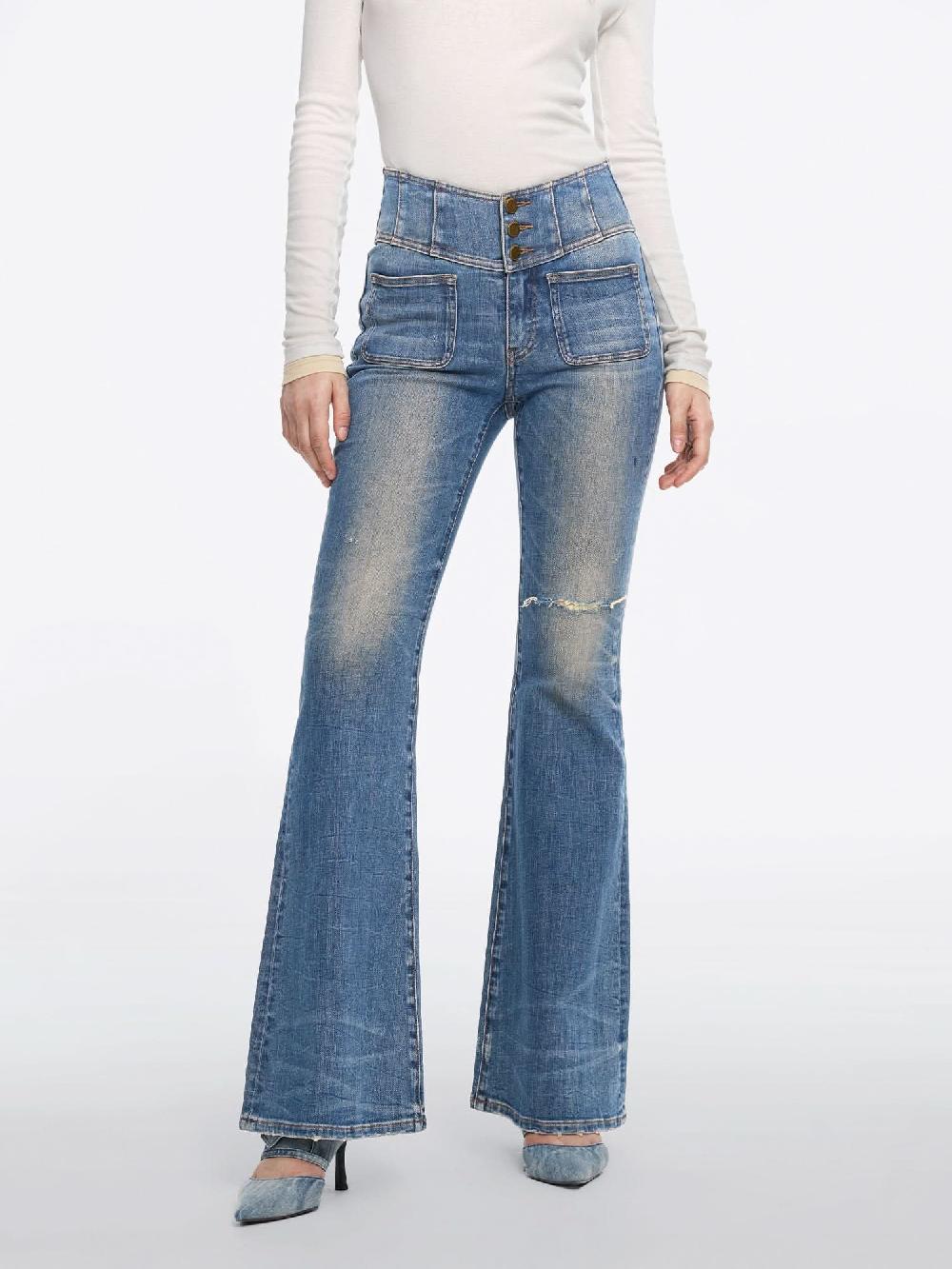 miss sixty HIGH WAISTED FLARED JEANS-GLENDA PLUS 5 DEEP BLUE