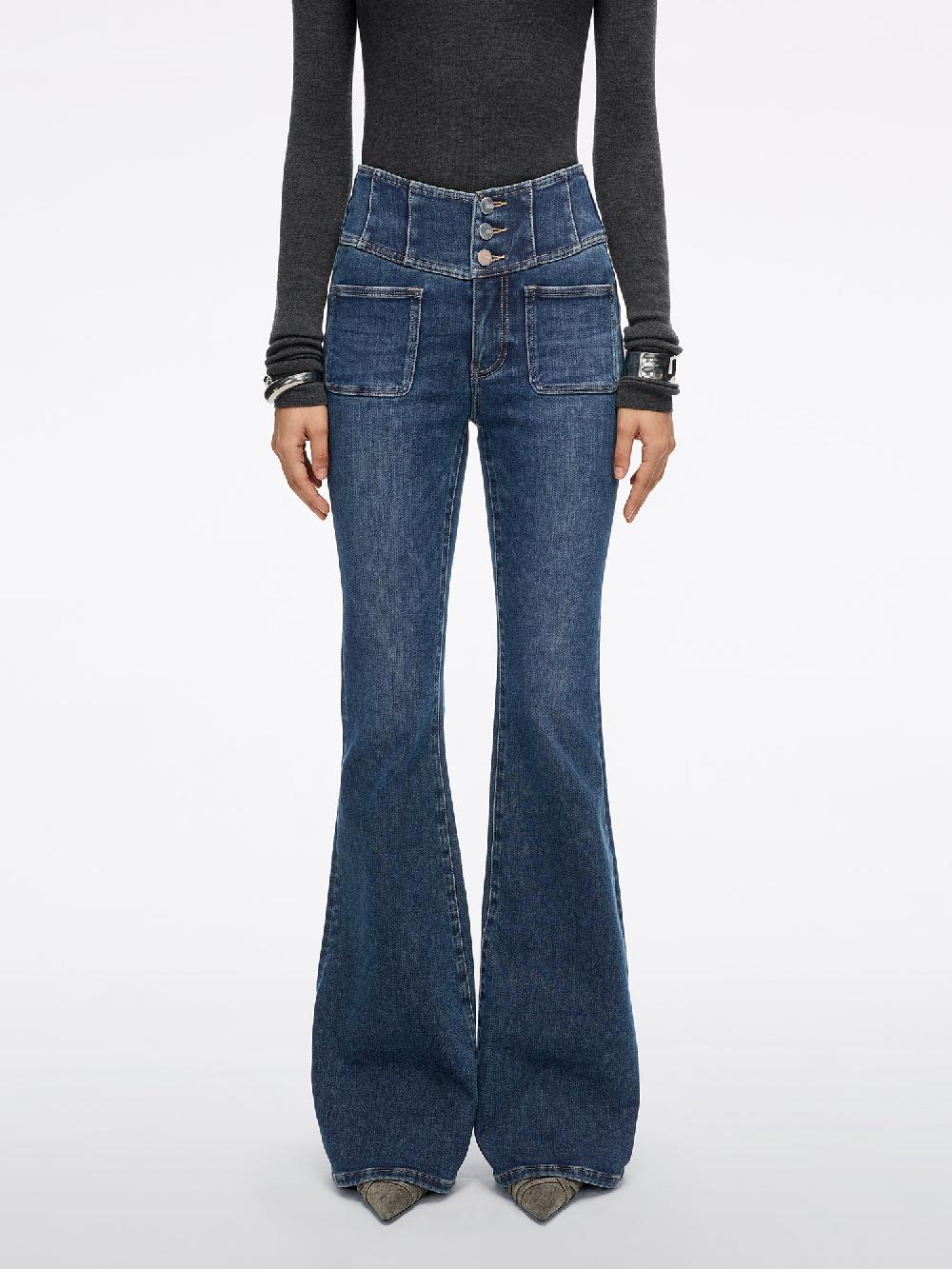 miss sixty HIGH WAISTED FLARED JEANS-GLENDA PLUS 5 DEEP BLUE