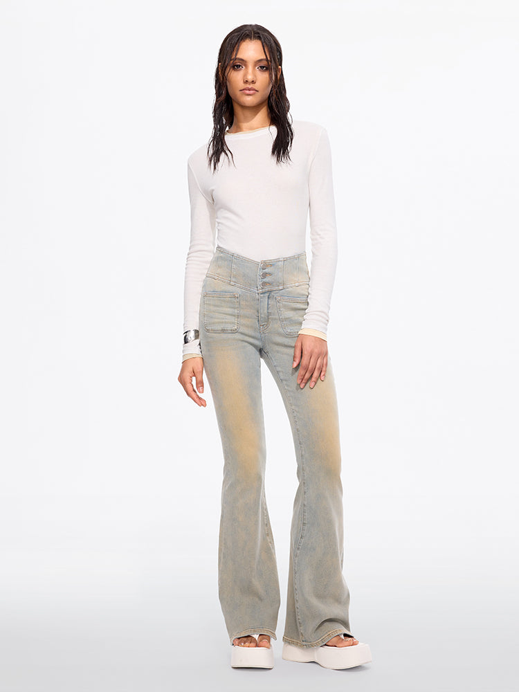 Miss Sixty HIGH WAISTED FLARED JEANS-GLENDA PLUS 5 LIGHT BLUE