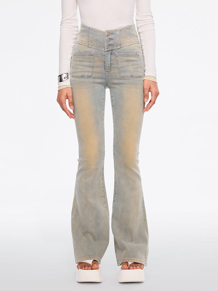 miss sixty HIGH WAISTED FLARED JEANS-GLENDA PLUS 5 LIGHT BLUE