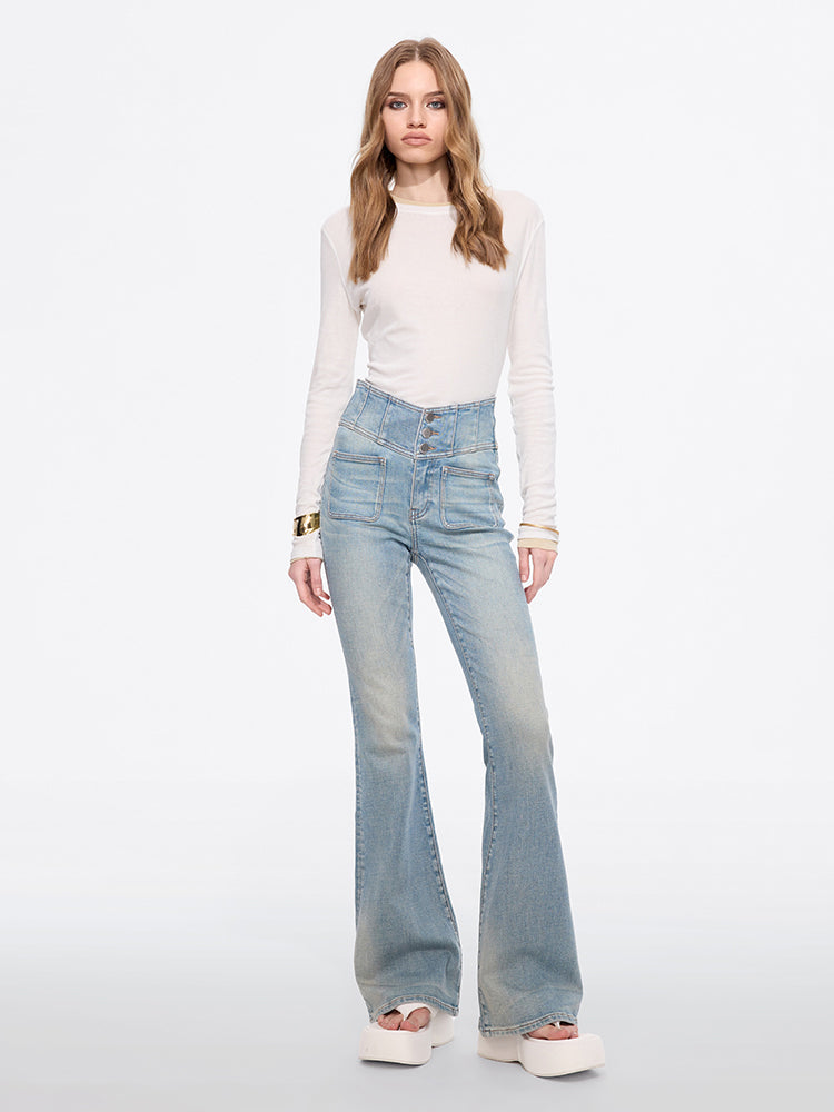 Miss Sixty HIGH WAISTED FLARED JEANS-GLENDA PLUS 5 MIDDLE BLUE