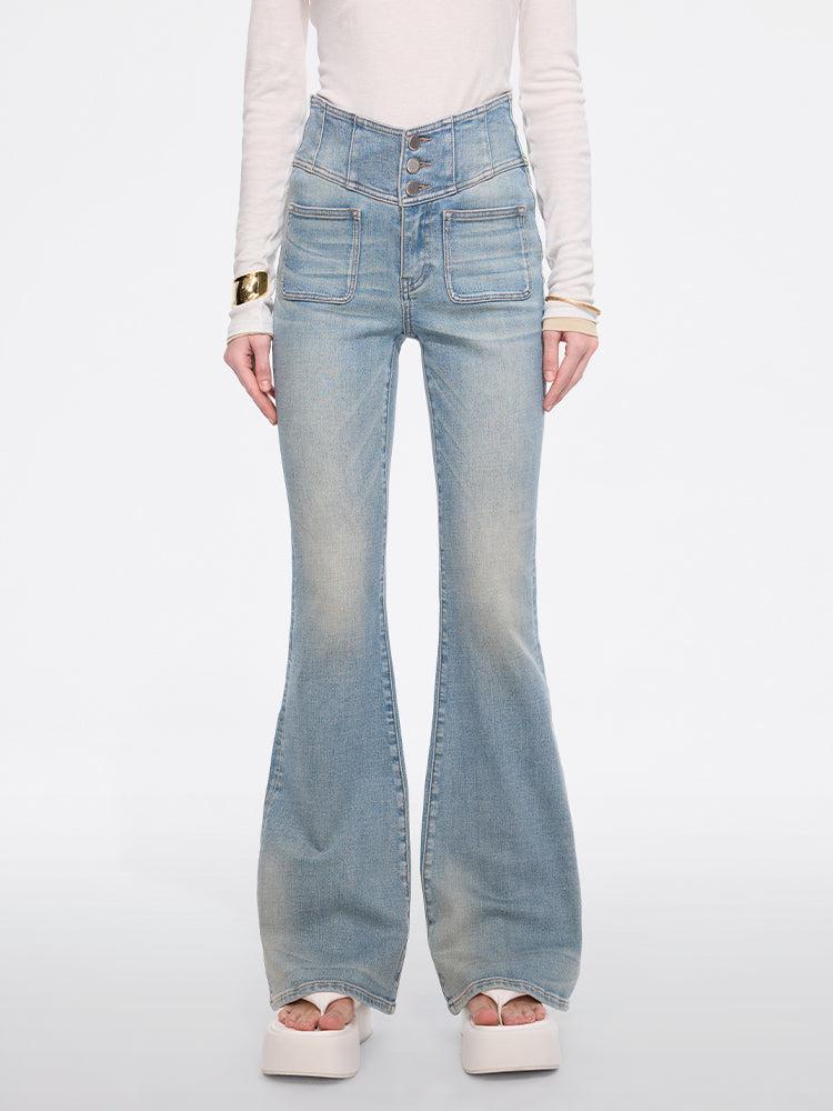 miss sixty HIGH WAISTED FLARED JEANS-GLENDA PLUS 5 MIDDLE BLUE