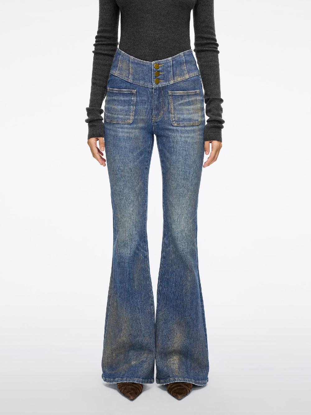 miss sixty HIGH WAISTED FLARED JEANS-GLENDA PLUS 5 MIDDLE BLUE