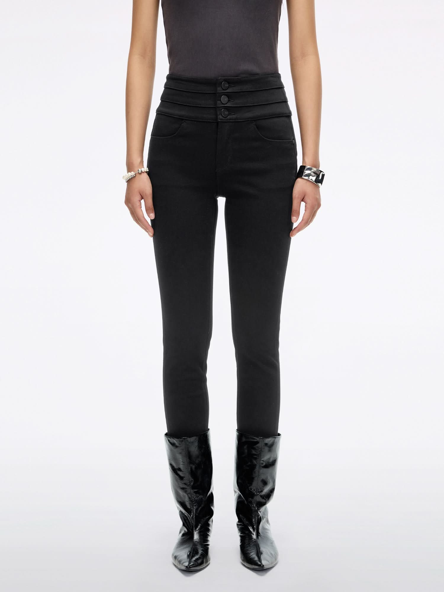 miss sixty HIGH WAISTED SLIM-FIT JEANS-BLUE ATTACK BLACK