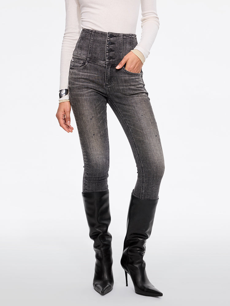 miss sixty HIGH WAISTED SLIM-FIT JEANS-GLENDA BLACK FOG