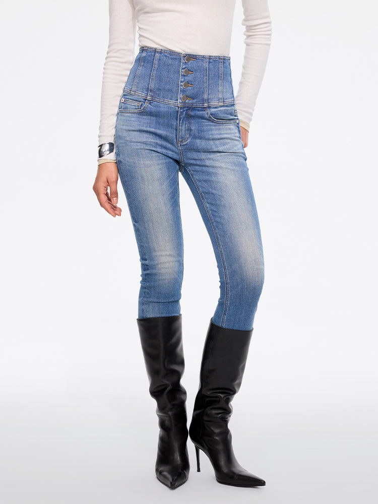 miss sixty HIGH WAISTED SLIM-FIT JEANS-GLENDA MIDDLE BLUE
