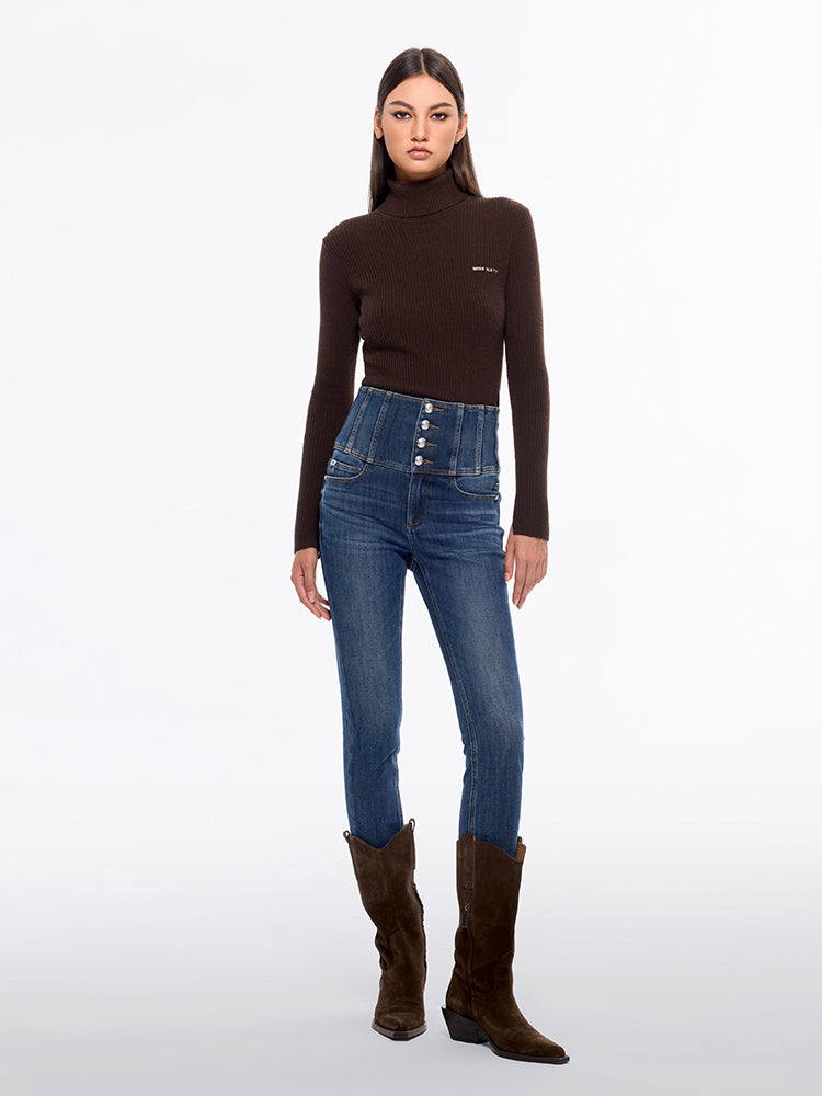 Miss Sixty HIGH WAISTED SLIM-FITTED JEANS DARK BLUE