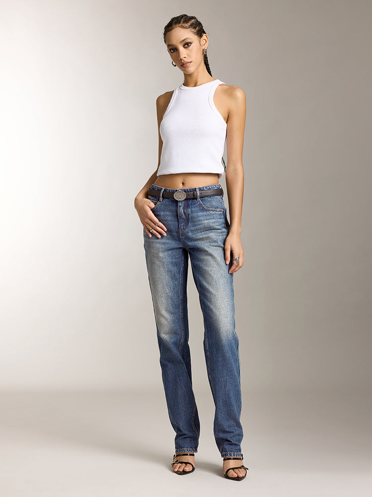 Miss Sixty HIGH WAISTED STRAIGHT FIT JEANS DARK BLUE