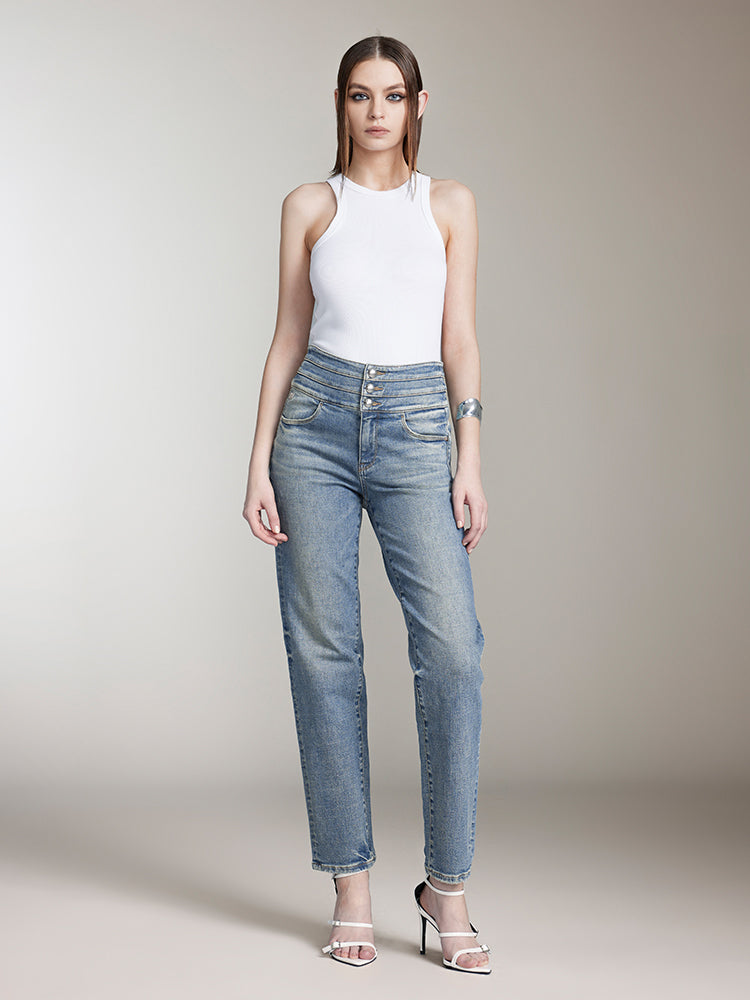 Miss Sixty HIGH WAISTED STRAIGHT-FIT JEANS LIGHT BLUE
