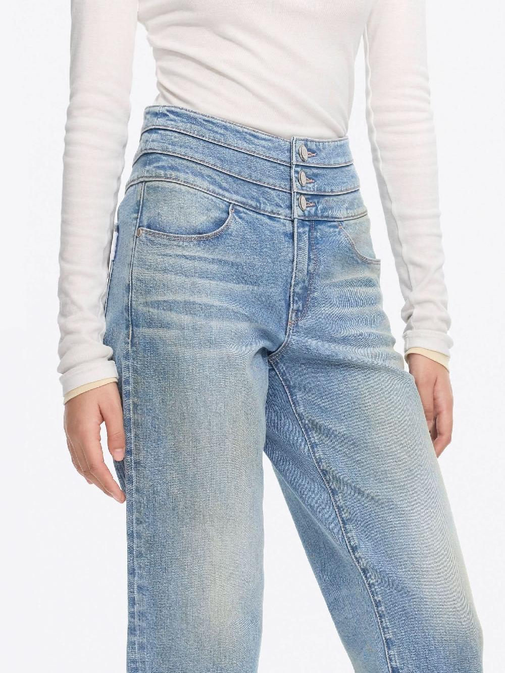 Miss Sixty HIGH WAISTED STRAIGHT-LEG JEANS-BLUE ATTACK LIGHT BLUE