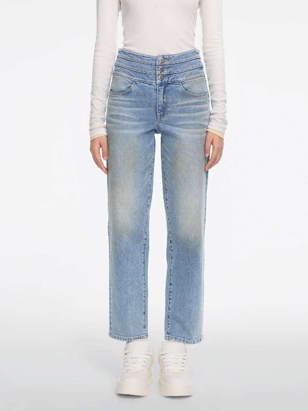 miss sixty HIGH WAISTED STRAIGHT-LEG JEANS-BLUE ATTACK LIGHT BLUE