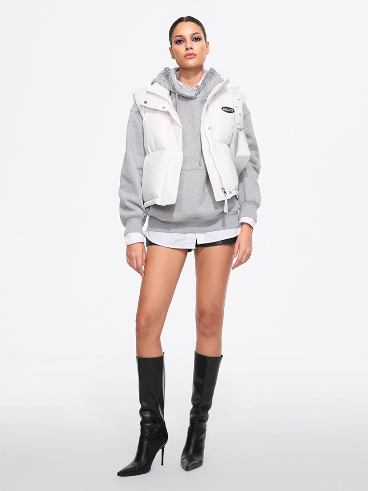 Miss Sixty HOODIE WITH BEADED EMBELLISHMENT HEATHER GREY