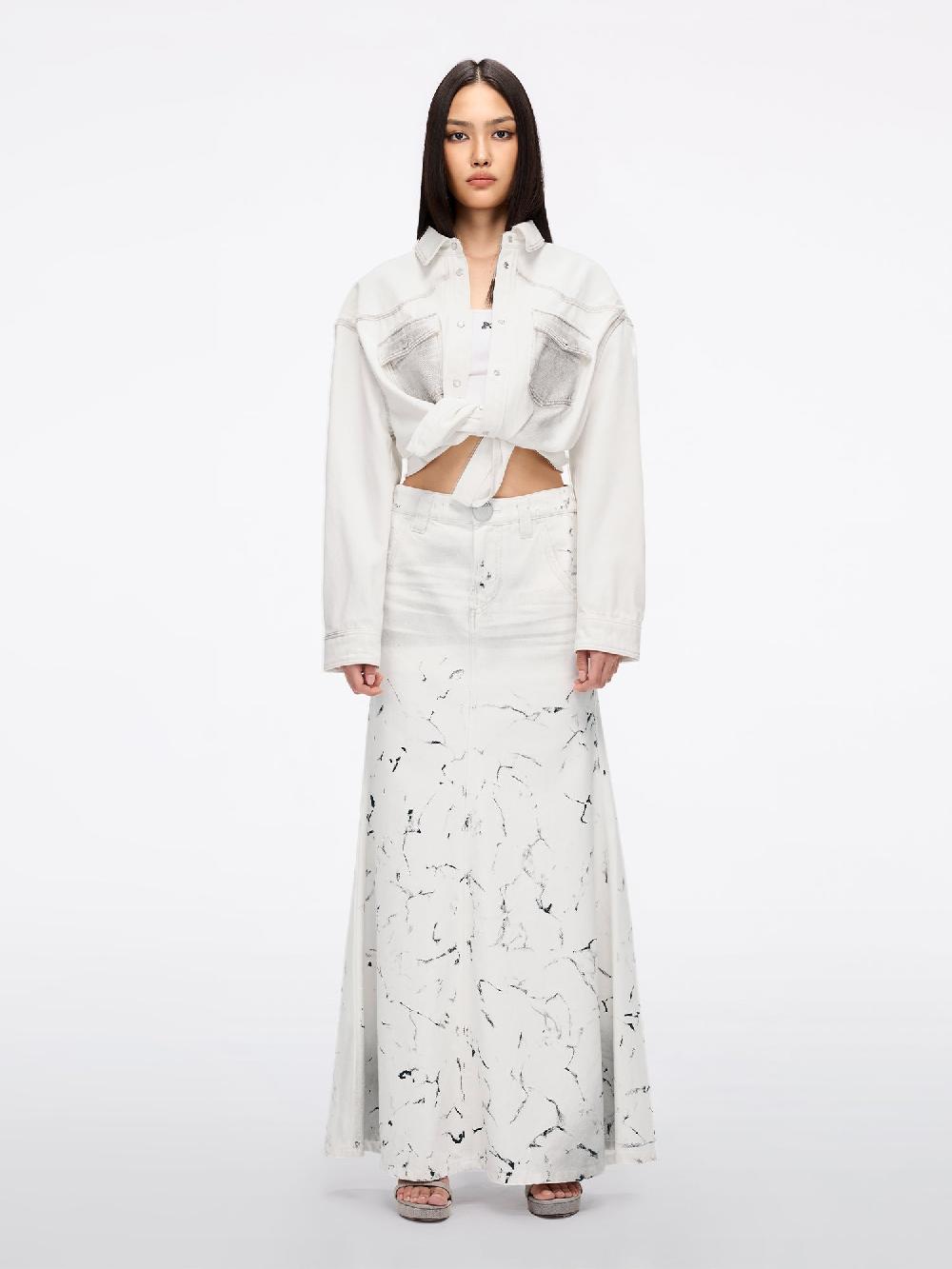 Miss Sixty INK-DYED LOW-WAISTED DENIM SKIRT WHITE/BLACK