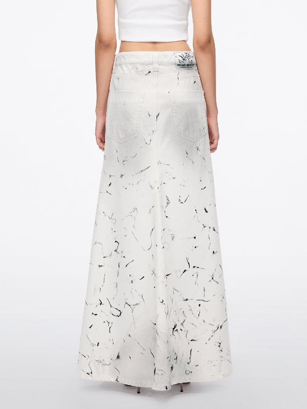 Miss Sixty INK-DYED LOW-WAISTED DENIM SKIRT WHITE/BLACK