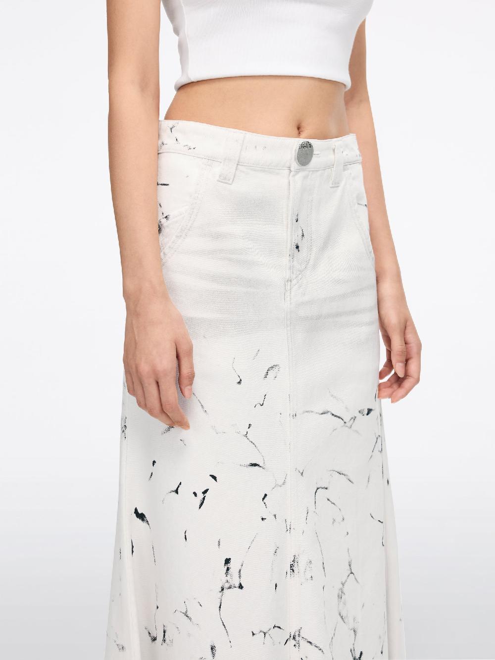Miss Sixty INK-DYED LOW-WAISTED DENIM SKIRT WHITE/BLACK