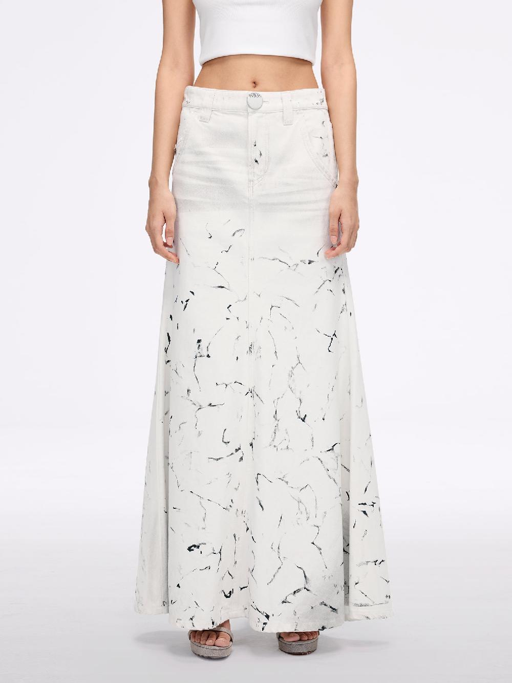 miss sixty INK-DYED LOW-WAISTED DENIM SKIRT WHITE/BLACK