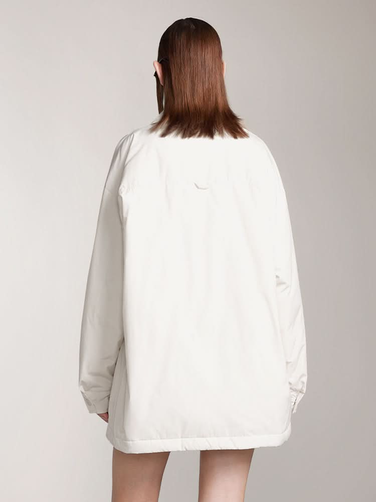 Miss Sixty LAPEL LOOSE FIT DOWN JACKET WITH PRINTED OFF WHITE