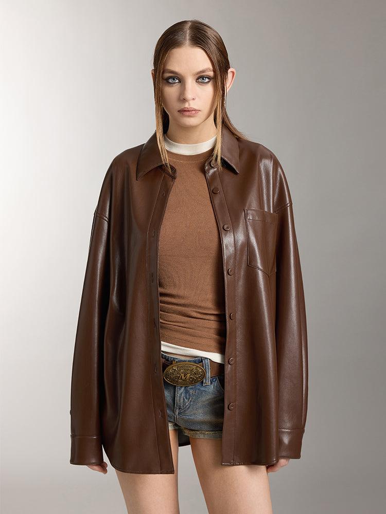 miss sixty LAPEL LOOSE FIT MID-LENGTH SHIRT SUMMER TAN