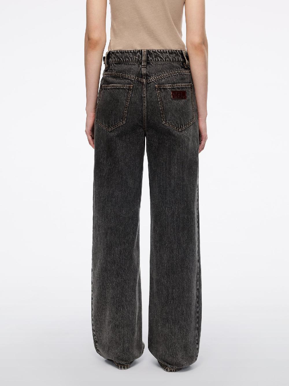 Miss Sixty LEATHER-PANEL LOOSE-FIT DENIM JEANS BLACK FOG