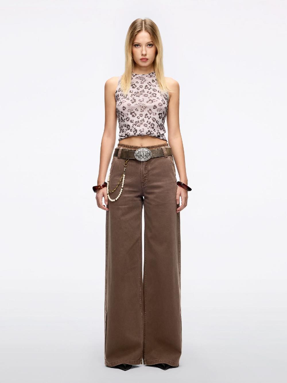 Miss Sixty LEOPARD PRINT SLEEVELESS T-SHIRT MIST PINK LEOPARD PRINT