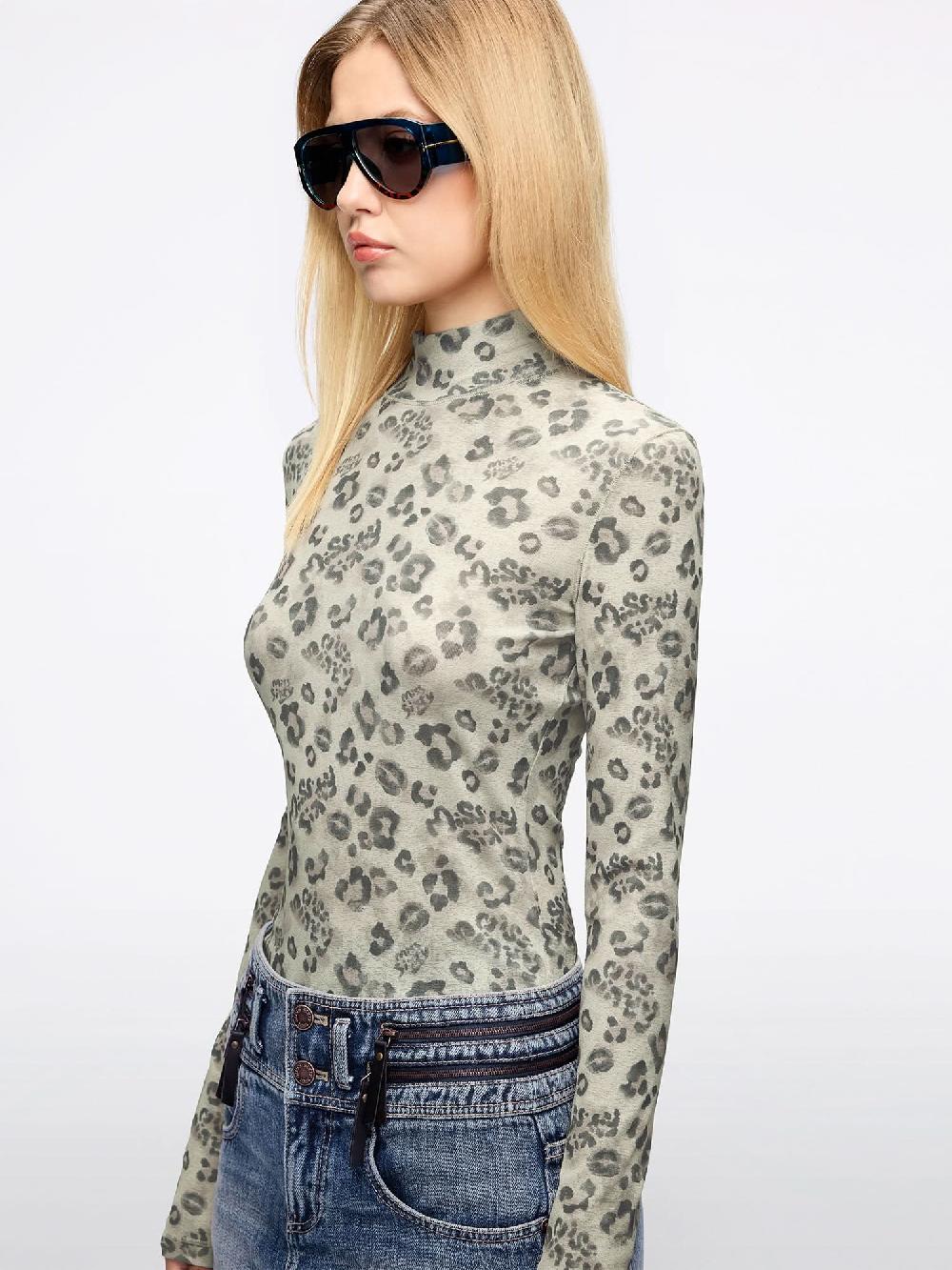 Miss Sixty LEOPARD PRINT T-SHIRT KHAKI LEOPARD PRINT