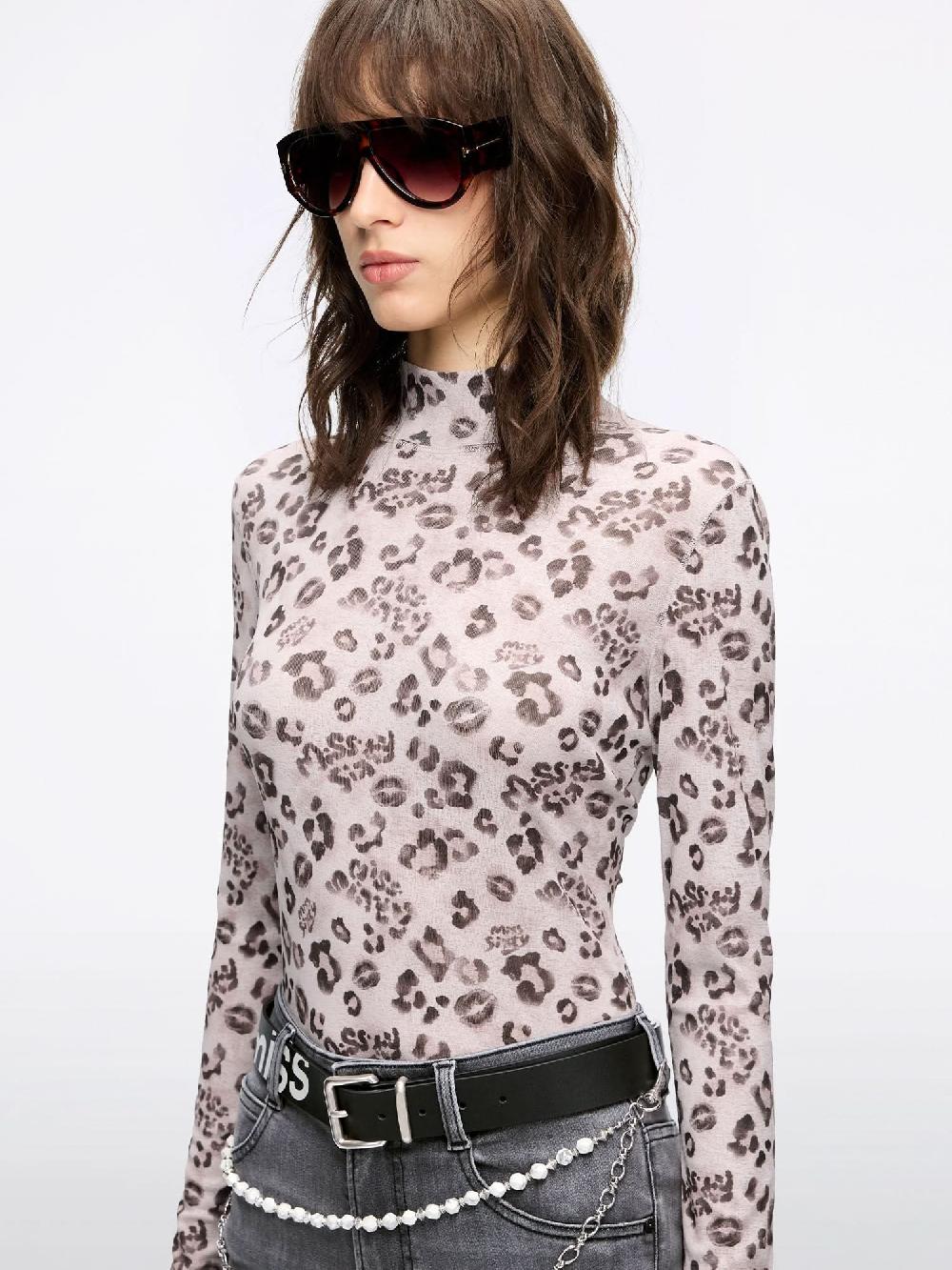 Miss Sixty LEOPARD PRINT T-SHIRT MIST PINK LEOPARD PRINT