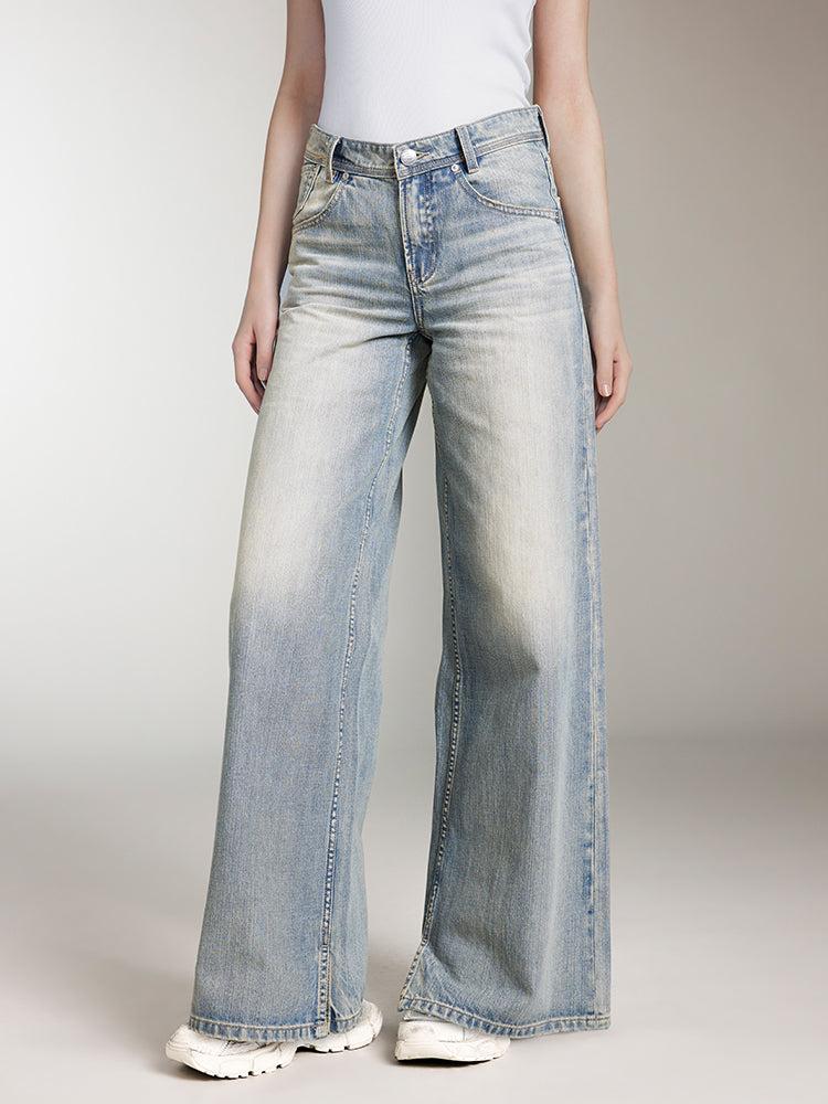 miss sixty LIGHT BLUE DISTRESSED WIDE LEG JEANS LIGHT BLUE