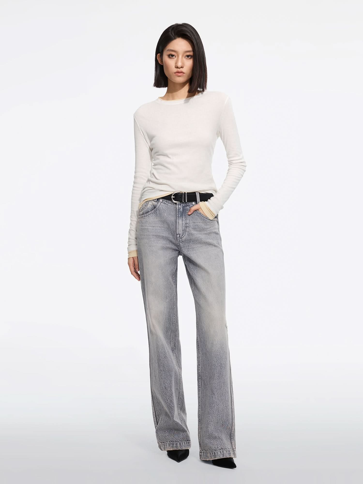 Miss Sixty LIGHT GRAY STRAIGHT-LEG JEANS LIGHT GREY