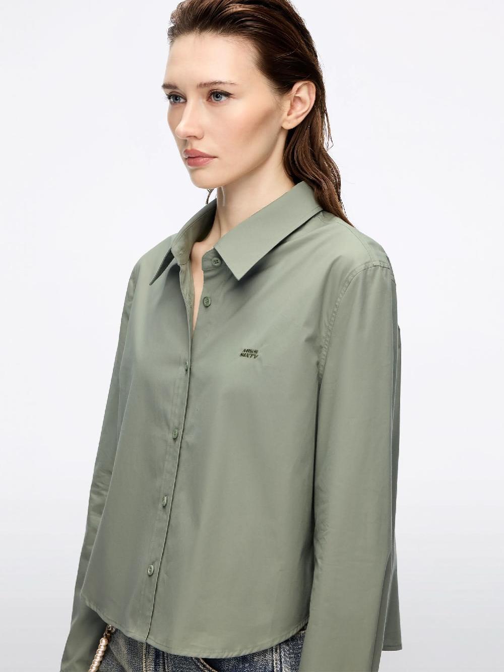Miss Sixty LOOSE-FIT EMBROIDERED SHIRT LIGHT MILITARY