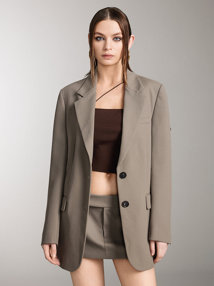 miss sixty LOOSE FIT SINGLE BREASTED SUIT JACKET KHAKI