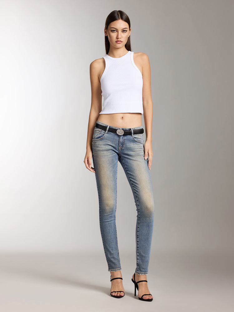 Miss Sixty LOW WAIST CROPPED SKINNY JEANS MIDDLE BLUE