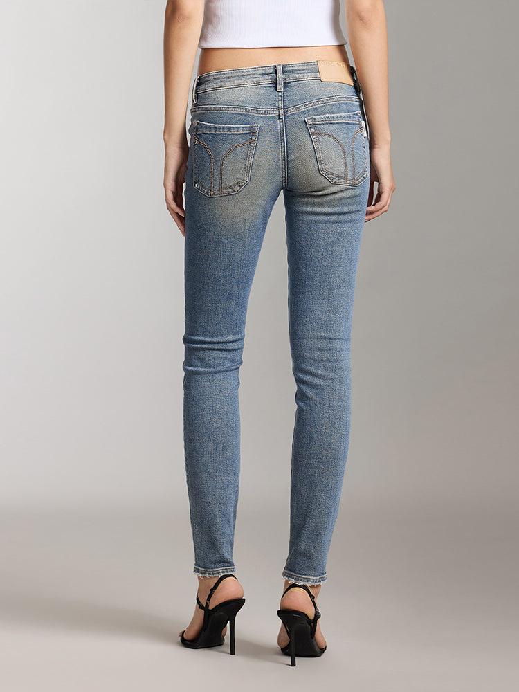 Miss Sixty LOW WAIST CROPPED SKINNY JEANS MIDDLE BLUE
