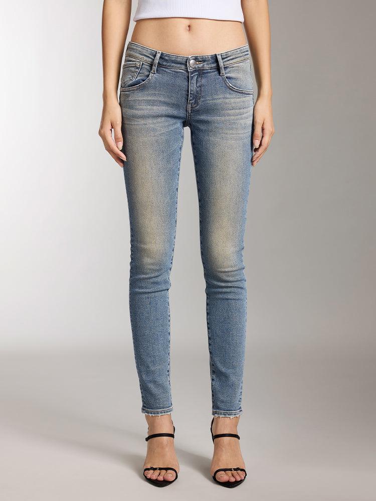 miss sixty LOW WAIST CROPPED SKINNY JEANS MIDDLE BLUE