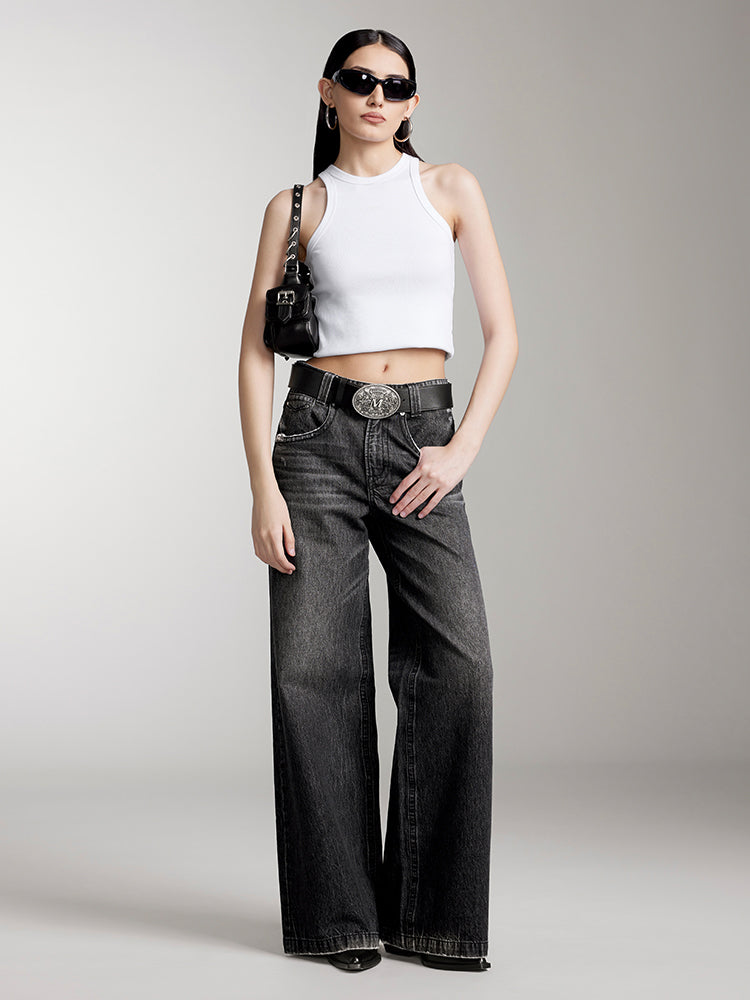 Miss Sixty LOW WAIST FLARED JEANS IN LIGHT GREY LIGHT GREY