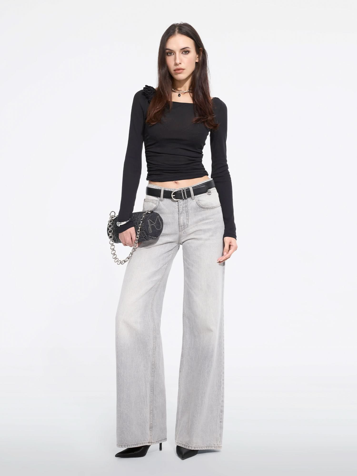 Miss Sixty LOW-WAISTED SLIGHT FLARE JEANS LIGHT GREY