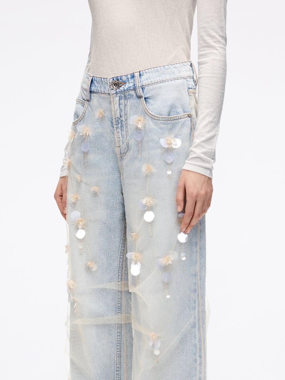 Miss Sixty MESH PANEL STRAIGHT-LEG JEANS LIGHT BLUE