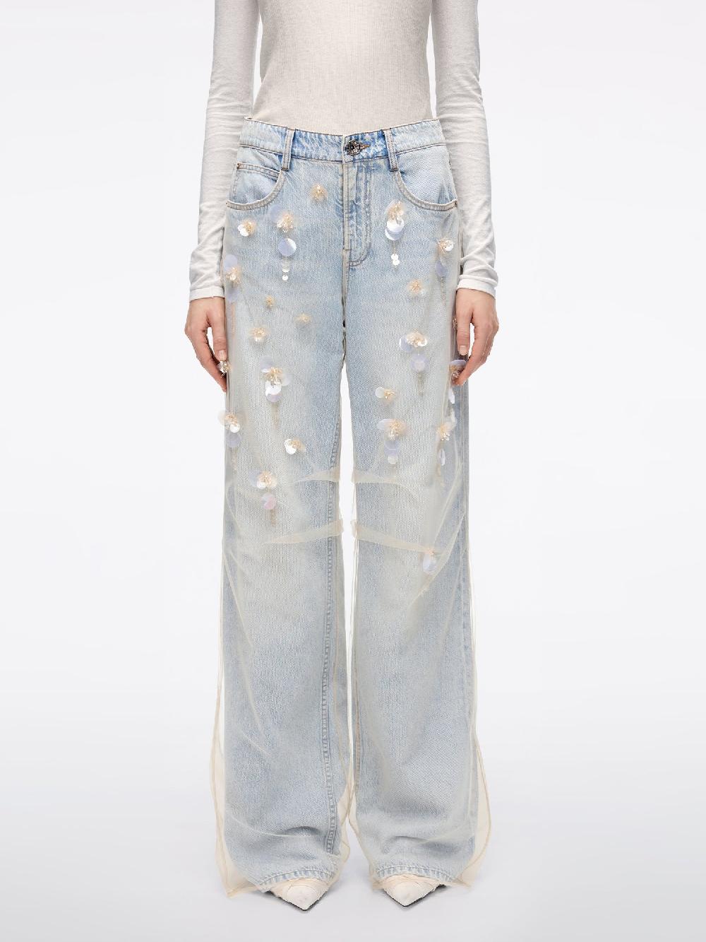 miss sixty MESH PANEL STRAIGHT-LEG JEANS LIGHT BLUE