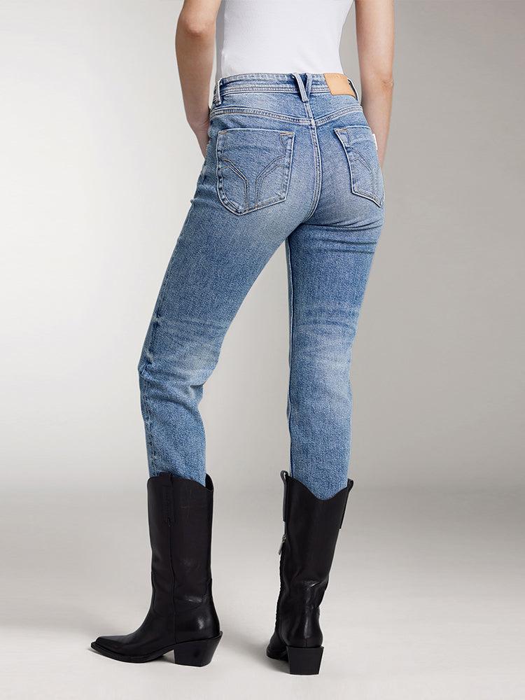 Miss Sixty MID-RISE STRAIGHT FIT CROPPED JEANS MIDDLE BLUE