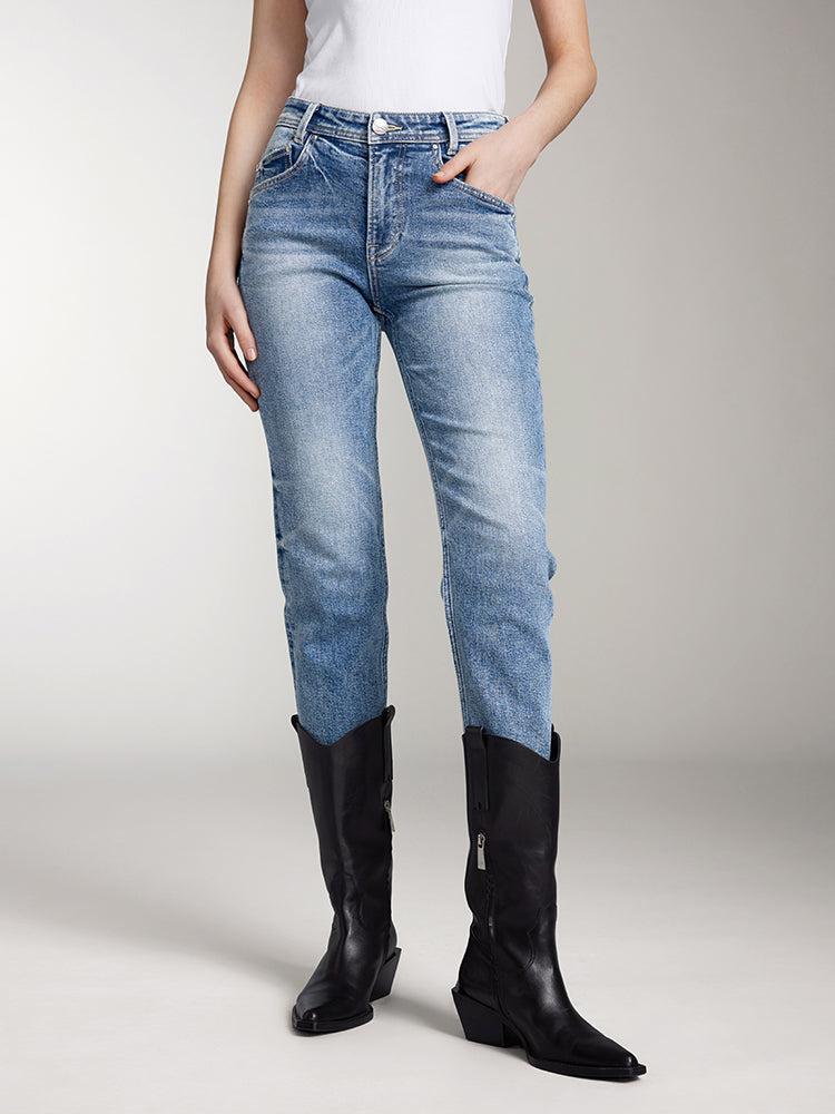 miss sixty MID-RISE STRAIGHT FIT CROPPED JEANS MIDDLE BLUE