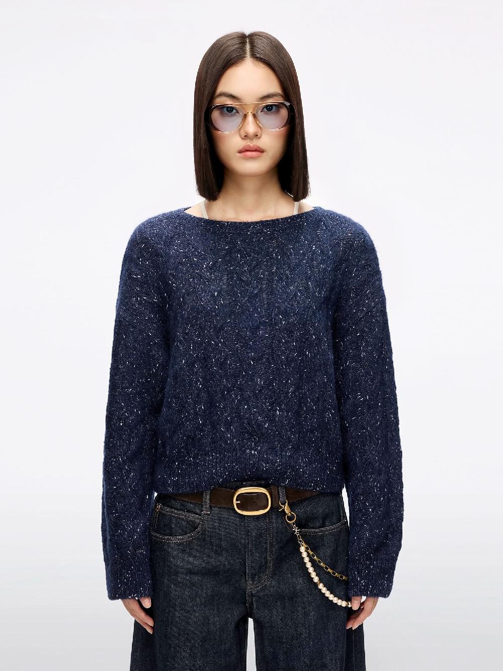 miss sixty ALPACA YARN KNIT TOP INDIGO