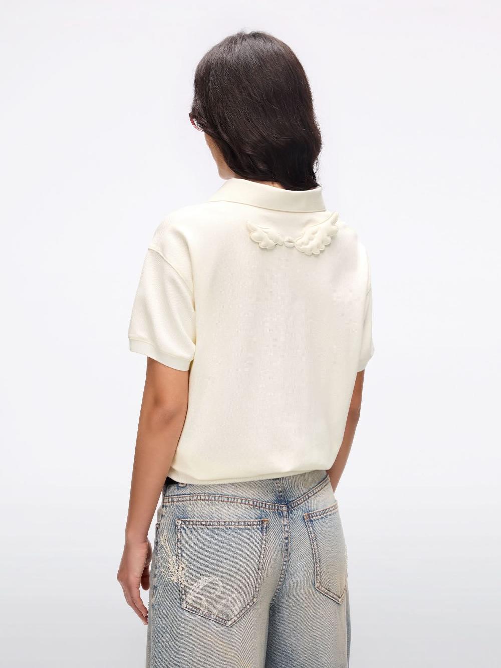 Miss Sixty ANGEL WINGS POLO SHIRT OFF WHITE