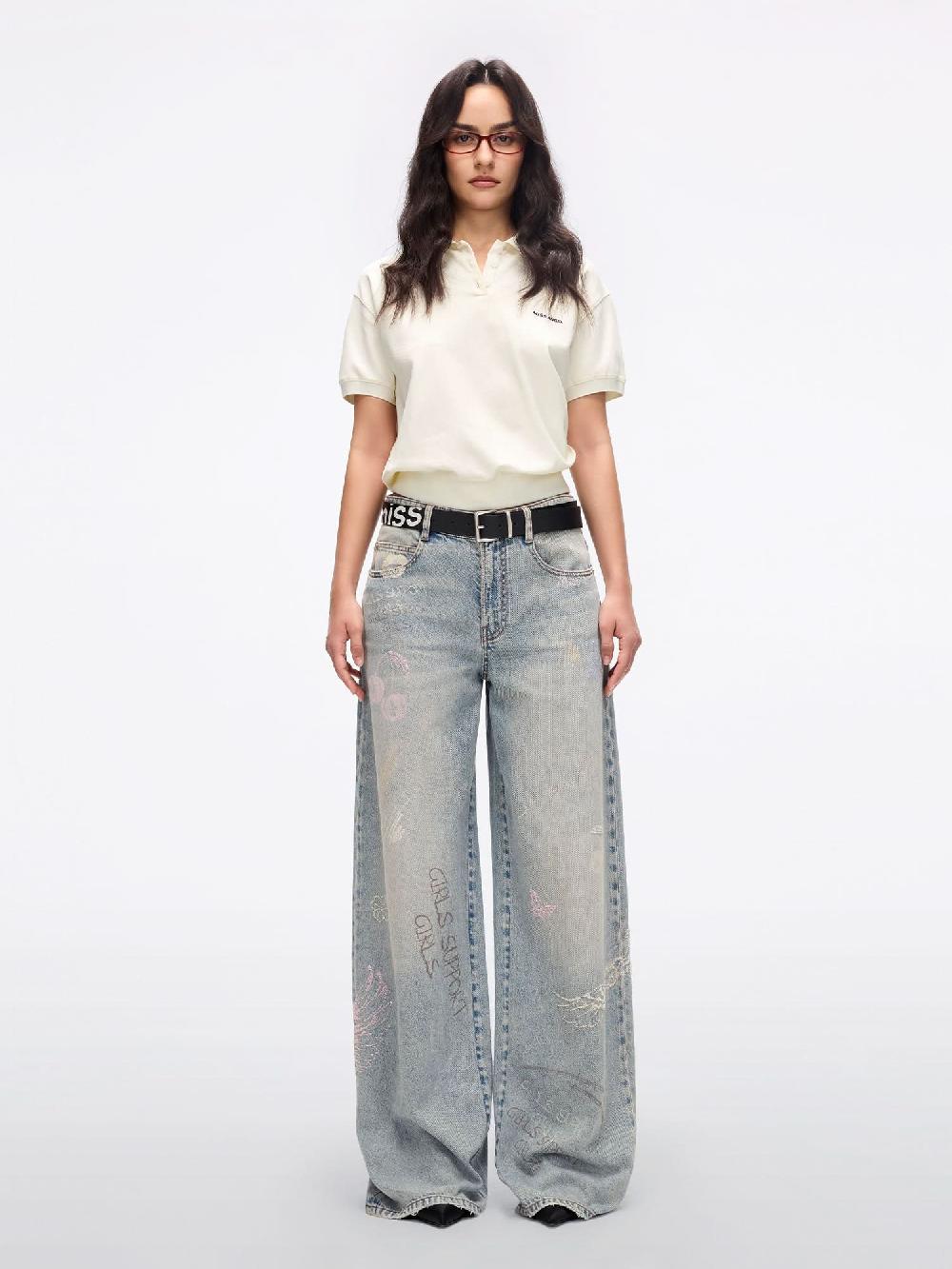 Miss Sixty ANGEL WINGS POLO SHIRT OFF WHITE