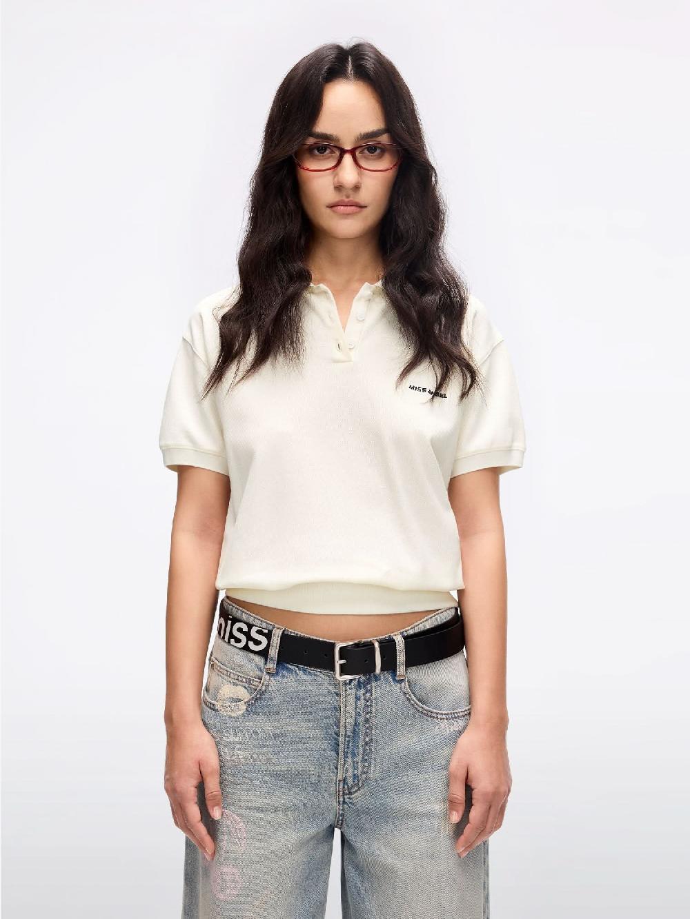 miss sixty ANGEL WINGS POLO SHIRT OFF WHITE