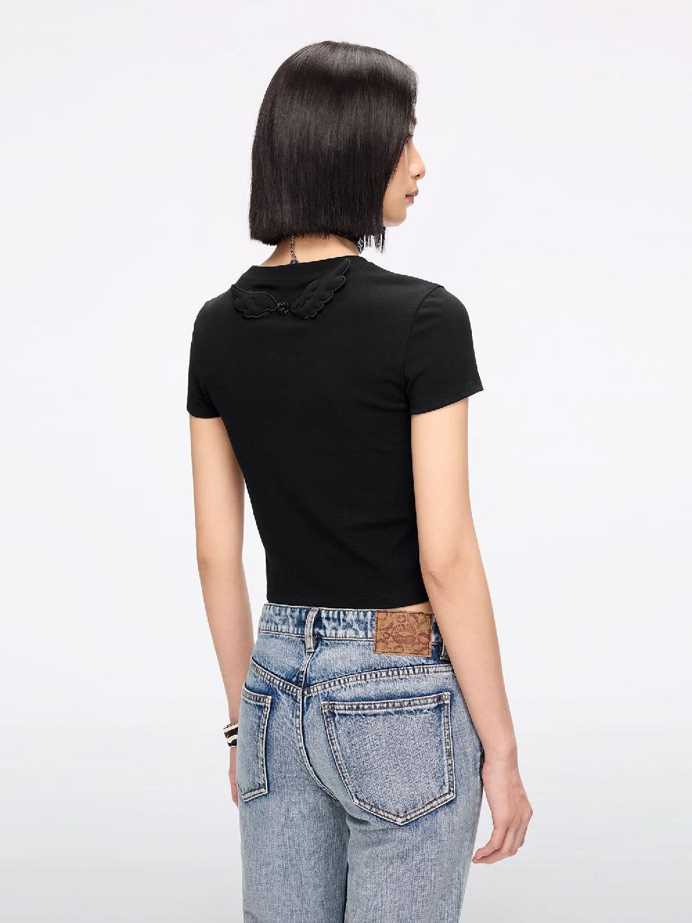 Miss Sixty ANGEL WINGS T-SHIRT BLACK