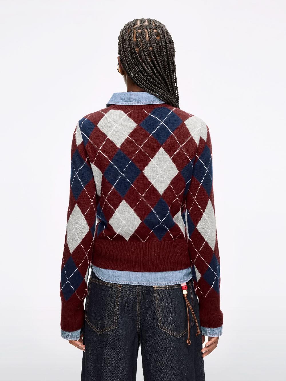 Miss Sixty ARGYLE WOOL KNIT TOP RED